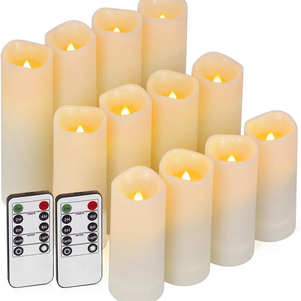 Edge Collections – 2.2" x 4"/5"/6" – Flameless LED Candles with Remote & Timer, Outdoor Waterproof – 12 Pieces